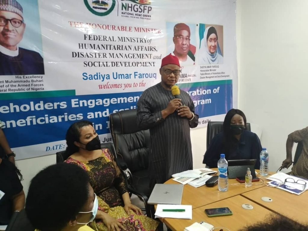 Mr Ralph Obi, Director of Planning, Research and Statistics in the ministry, during the official flagging of NHGSFP in Imo State.