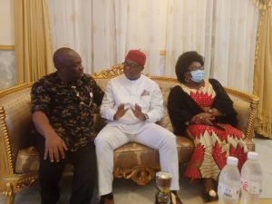 From (L): The Chief Medical Director of the Federal Medical Centre, Umuahia, Professor Azubuike Onyebuchi ; Rep. Sam Ifeanyichukwu Onuigbo, Member representing Ikwuano/Umuahia North and South Federal Constituency of Abia State and his wife, Pst. Mrs. Princess Onuigbo.