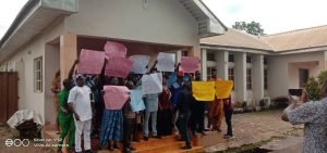 Aggrieved former Ebonyi State Councilors protesting against Umahi's Government.